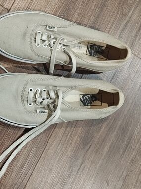 Vans Authentic Women's 9.5 Cream Off White Canvas Low Top Sneakers Shoes